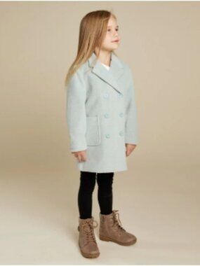 NWT Miles The Label Cloud Blue Girl's Double-Breasted Coat